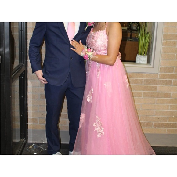 Pink Ruffled Sequin Gown for Prom - Picture 2 of 3